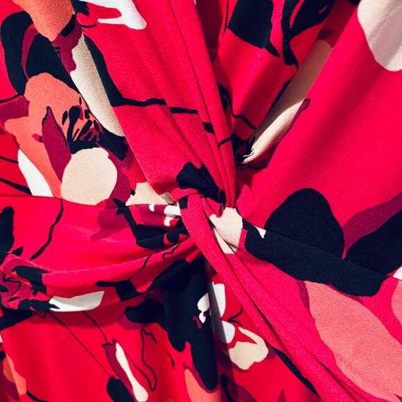 Liz Claiborne Midi Shirt Dress 14 L front knot detail NWOT - Picture 4 of 9